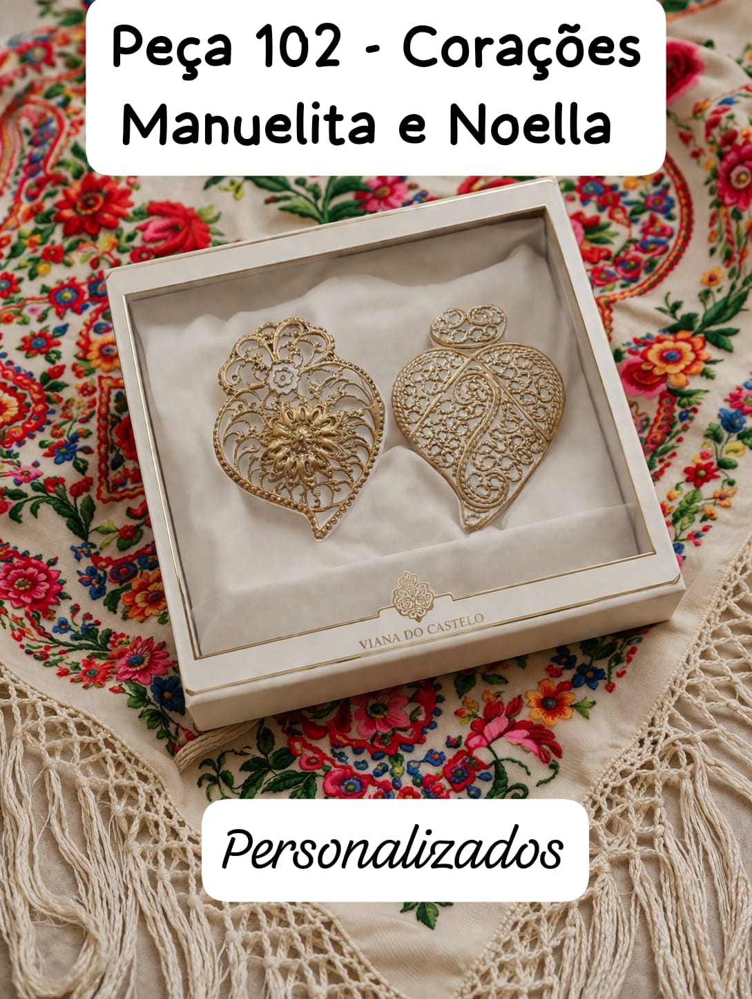 Peça 102 P - Corações Manuelita e Noella Personalizados
